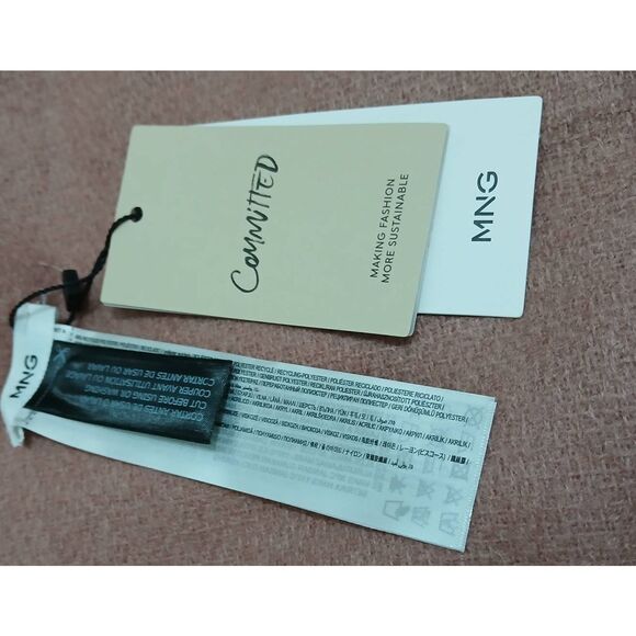 Mng womens long wrap scarf salmon blush pink soft fringe wool blend - Picture 5 of 9